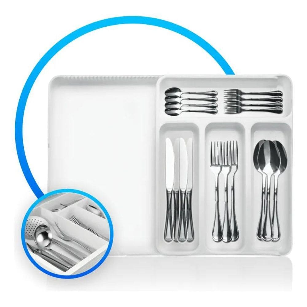 3X Organizador De Talheres Gavetas Extensivel Branco - Grupo