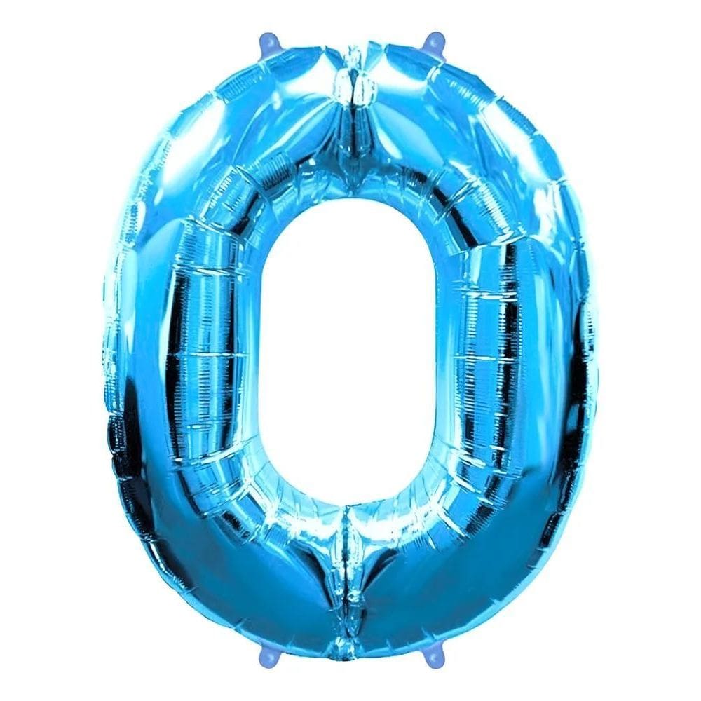 1 Un Balão Bexiga Número Metalizado Azul Grande 75Cm 0