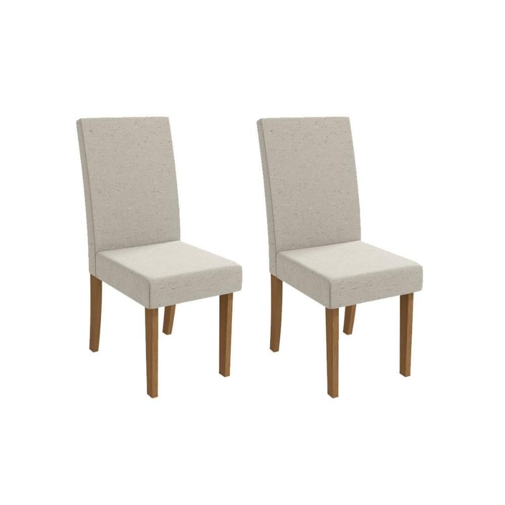 Cadeira Sala de Jantar Dália 2CAD131 Madeirado Kit 2 Un Canela/Linho Bege Caqui - Kappesberg