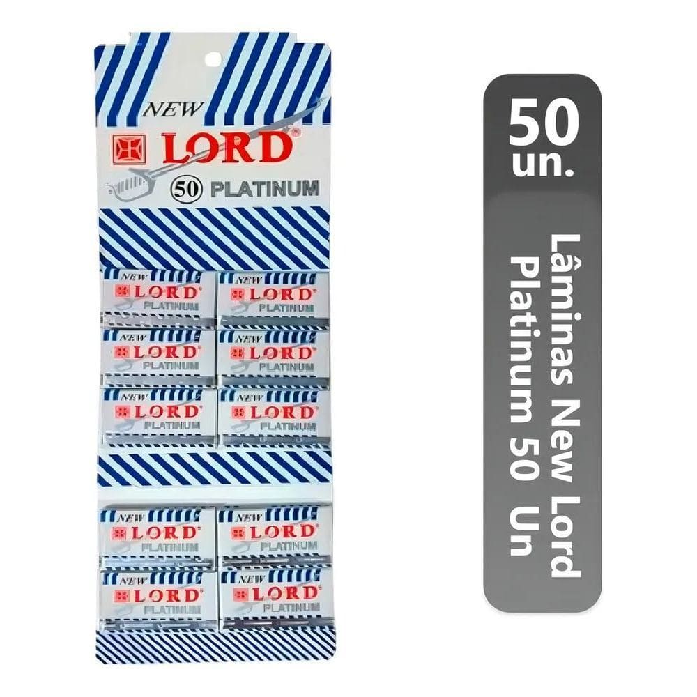 Lâminas Lord Platinum Class Barbear 50 Unidades Aço Premium
