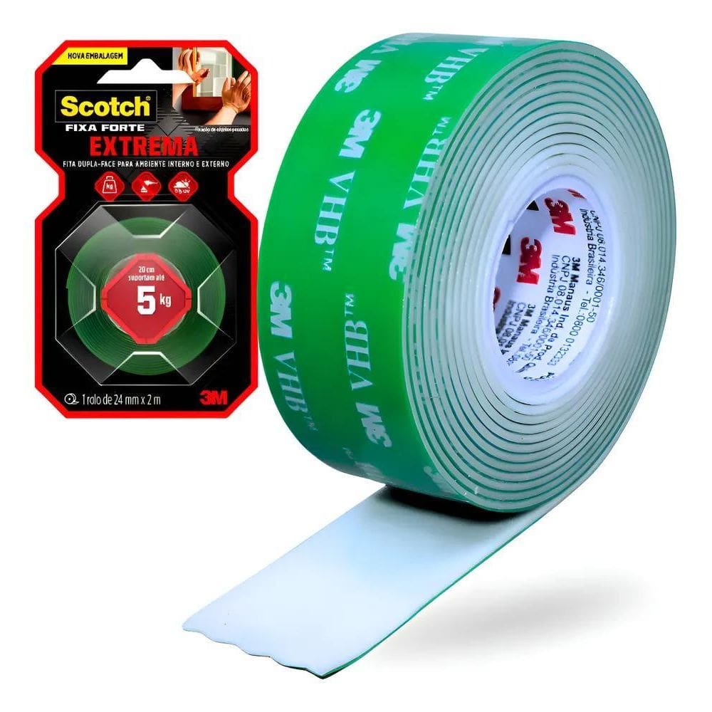 Fita Adesiva Dupla Face Fixa Forte Extreme 3M Scotch 2M X 24