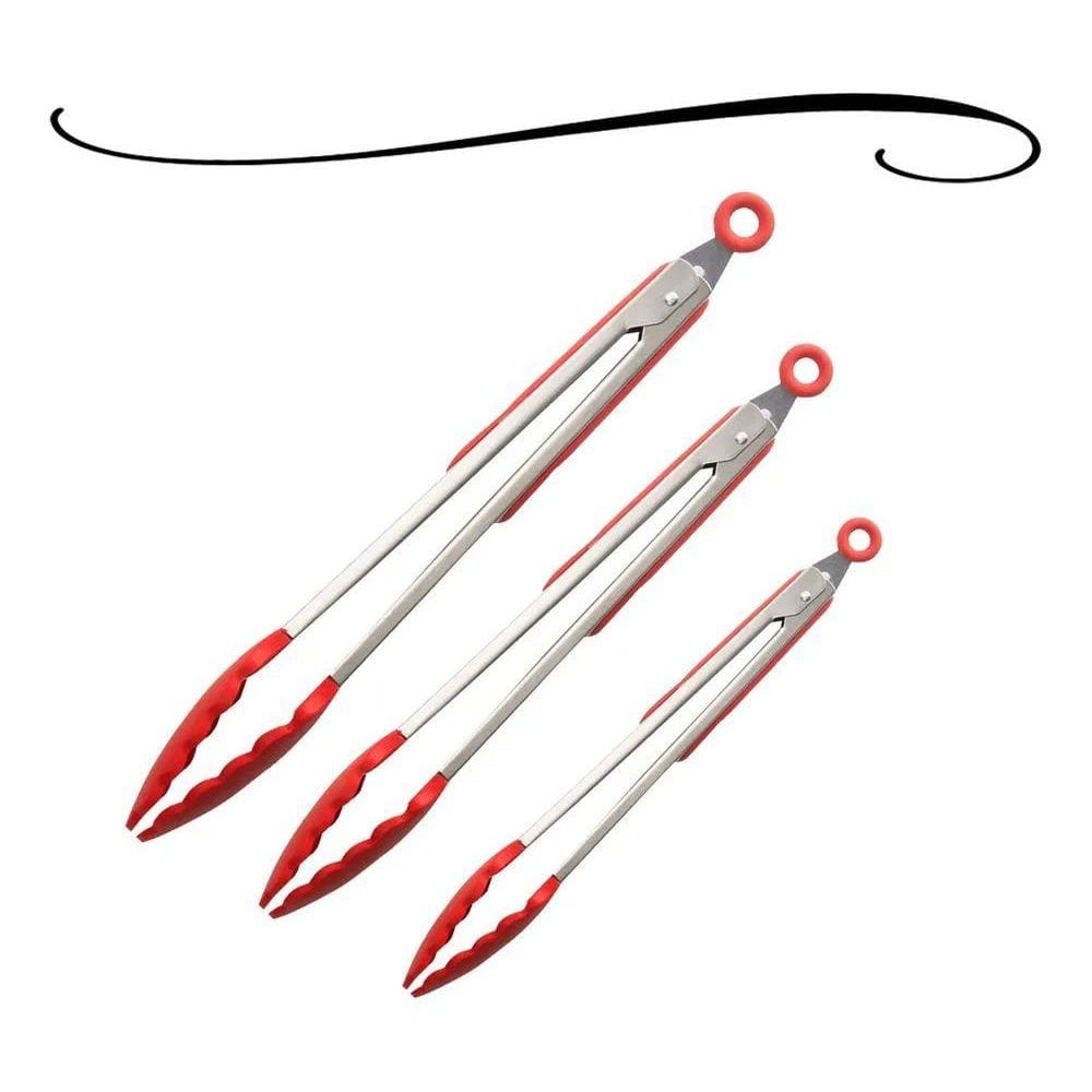 Kit 3 Pegador Culinário Silicone Multiuso Inox Fritura Grand