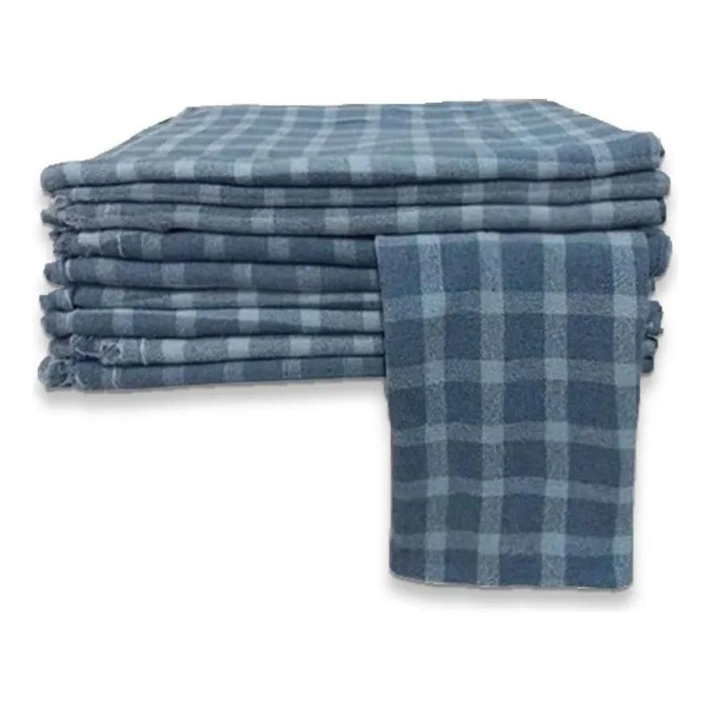 Kit Com 10 Pano De Chão Xadrez Azul Limpeza Em Geral Casa Co