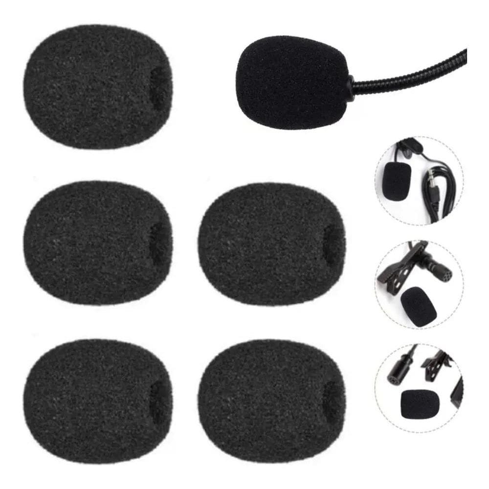 Kit 5 Espumas Protetora Microfone Lapela Headset Filtro Pret