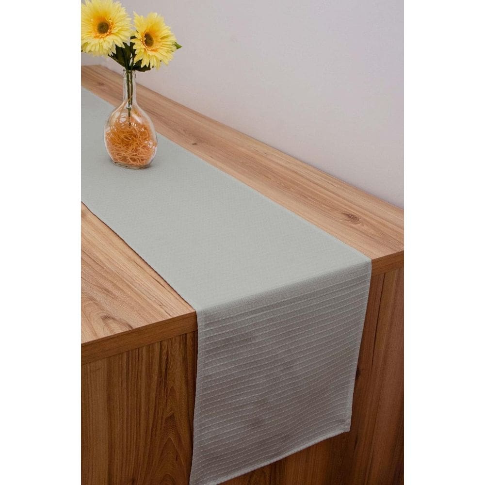 Caminho Trilho De Mesa Tecido Piquet Cinza 2,20X0,35