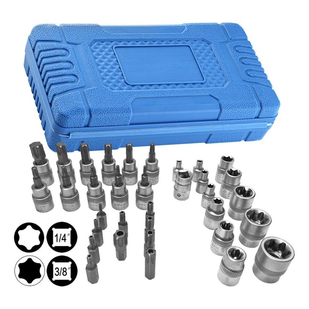 Kit Jogo De Soquete Pito Torx Estrela Macho E Fêmea 34 Peças