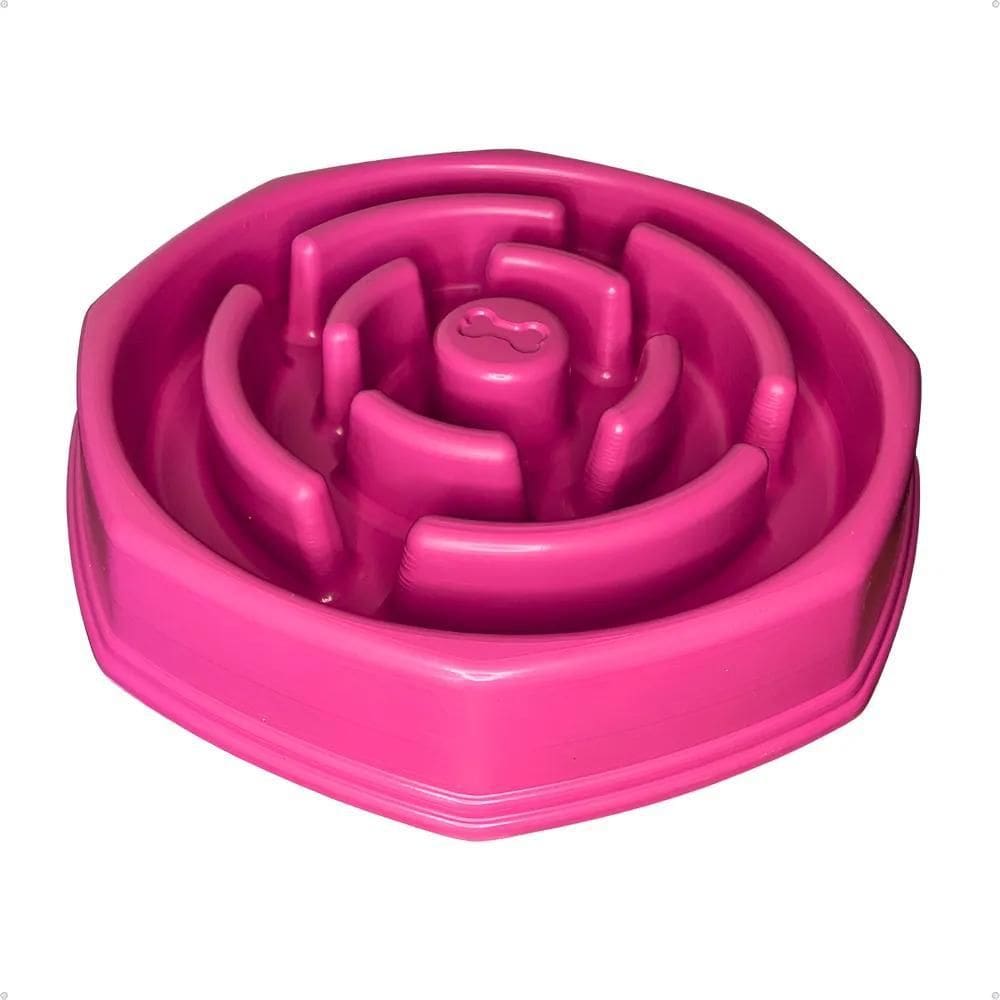 Comedouro Lento Educador Interativo Para Cães Foodti Rosa