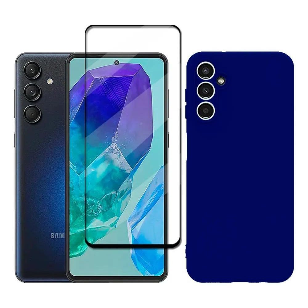 Capa Capinha Case + Película 3D Para Galaxy M55 Azul-Marinh