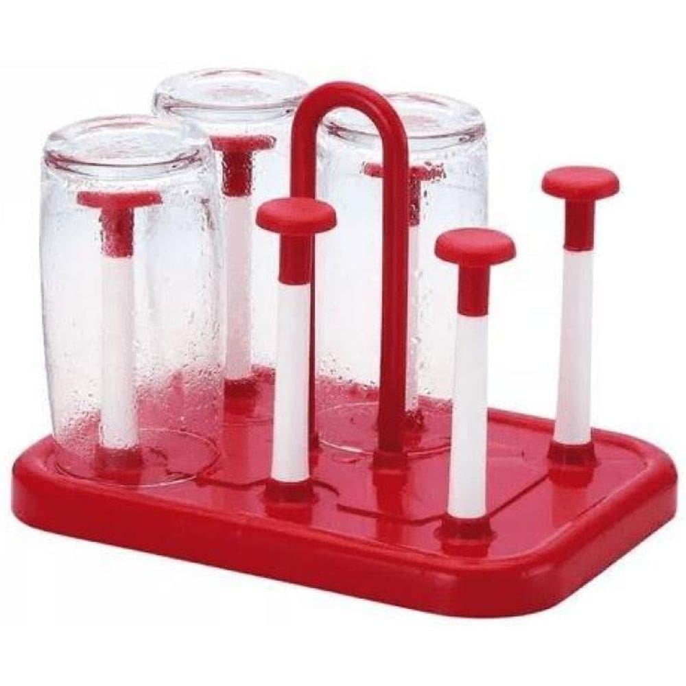 Escorredor Porta Copos De Cozinha Pia Mesa 6 Lugar Vermelho
