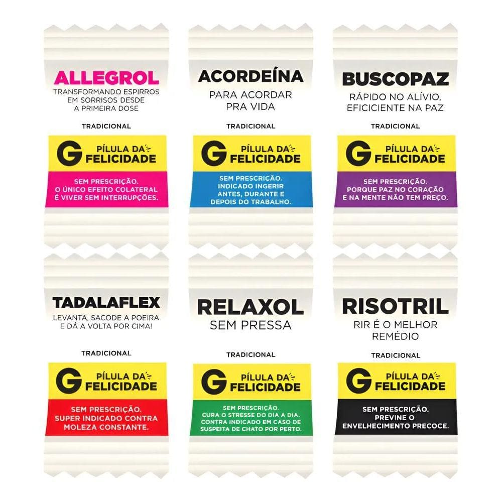 Kit 100 Balas Pílulas Felicidade Já Personalizadas Divertida