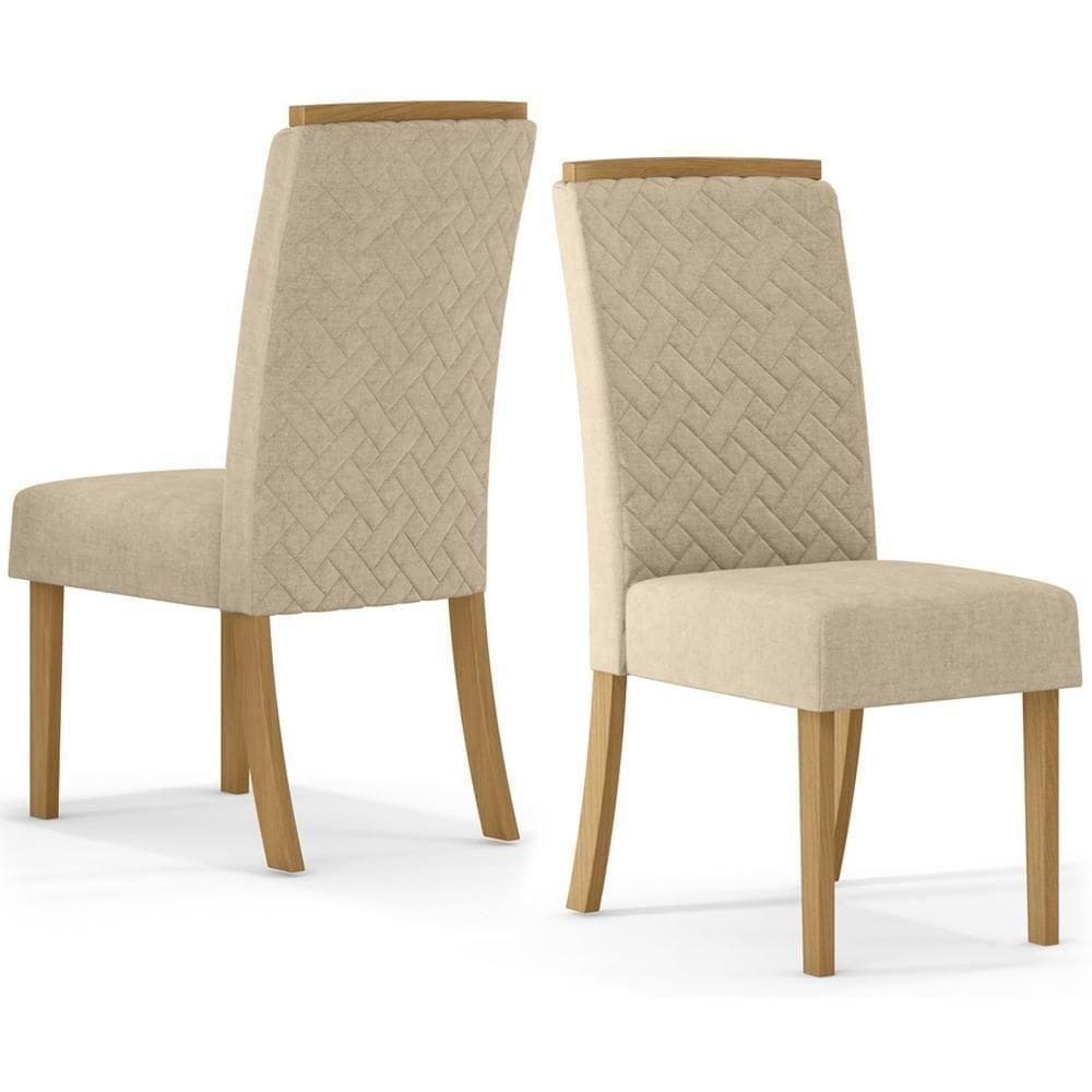 Kit 2 Cadeiras Sala De Jantar Malu Suede Linho Henn Suede Linho