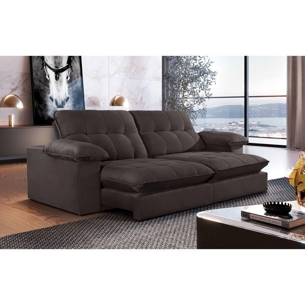 Sofá Retrátil Juiz De Fora 1,80m 2 Lugares Molas Ensac. Txr Marrom