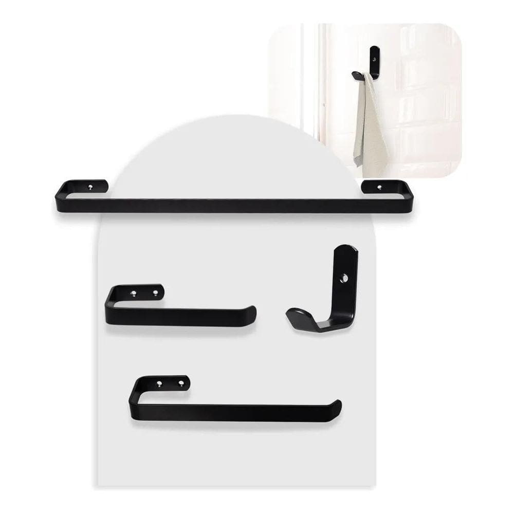 3X Kit Acessórios Para Banheiro Preto Fosco 4 Peças