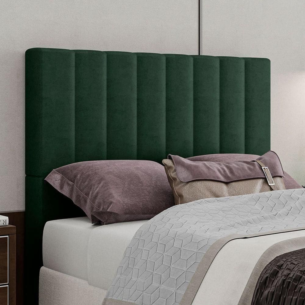 Cabeceira Estofada King 195 Cm Esmeralda Veludo Verde