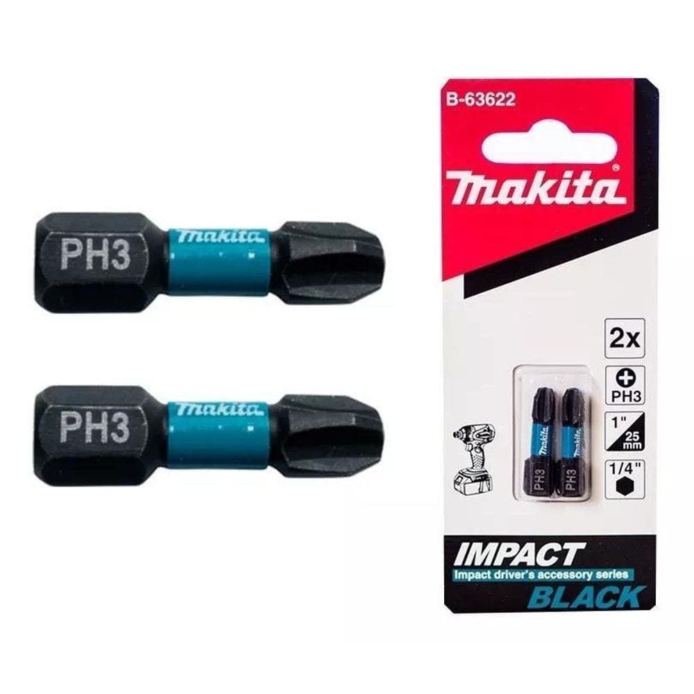 Bit De Impacto Ph3-25Mm 2Pcs Makita B-63622 Imp Black N.F