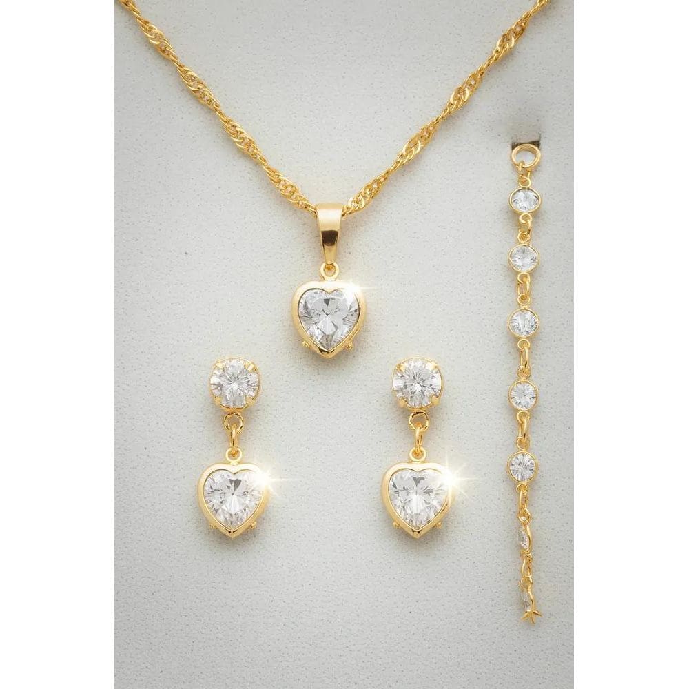 Corrente Feminina+ Pulseira+ Brinco Folheado A Ouro Pro Bran