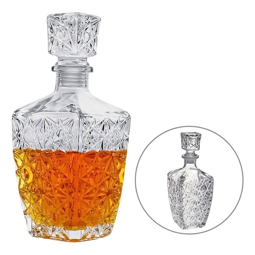 2X Garrafa Whisky Vidro Transparente Cristal Licoreira Bebid