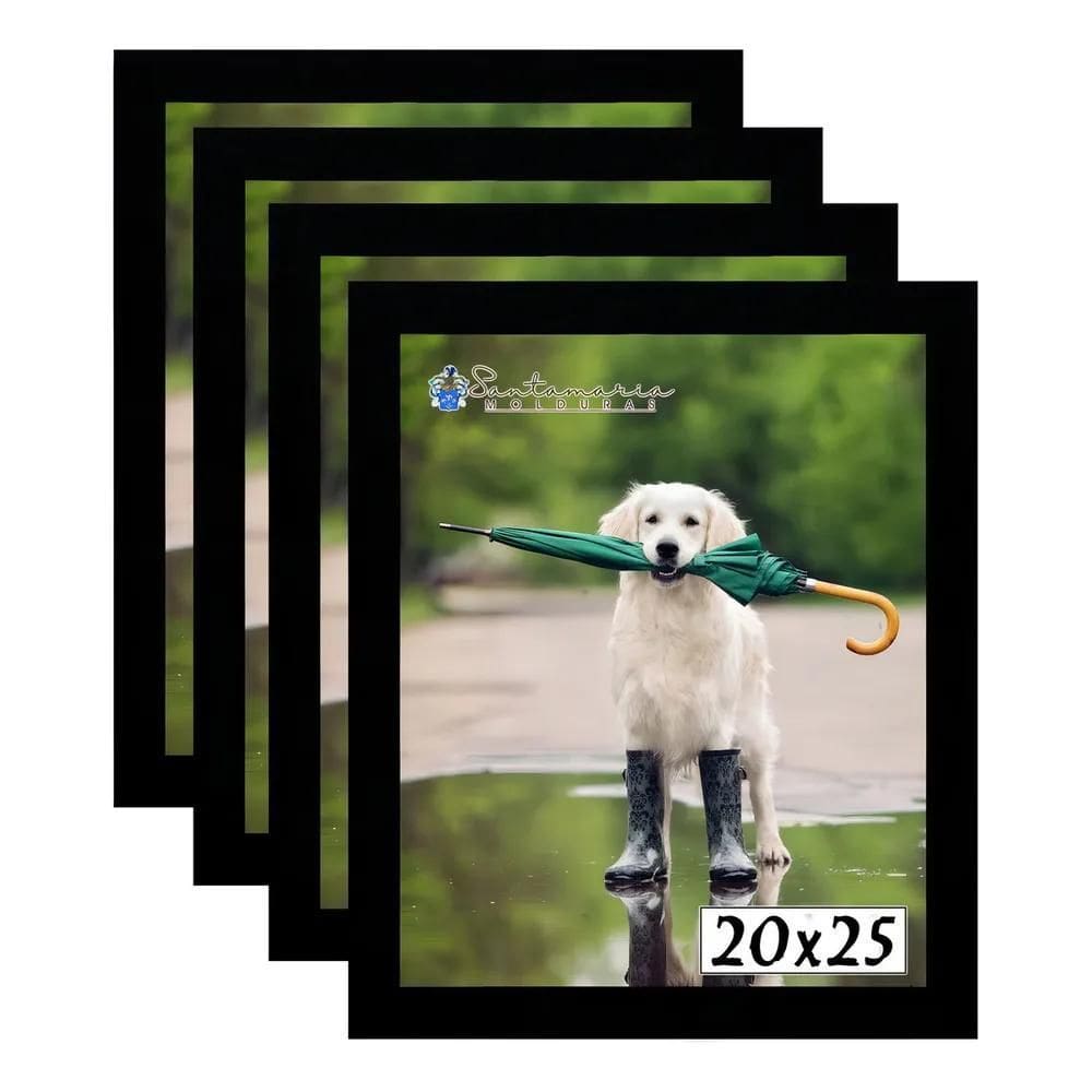 Kit 4 Porta Retrato Molduras 20X25 Preto Liso