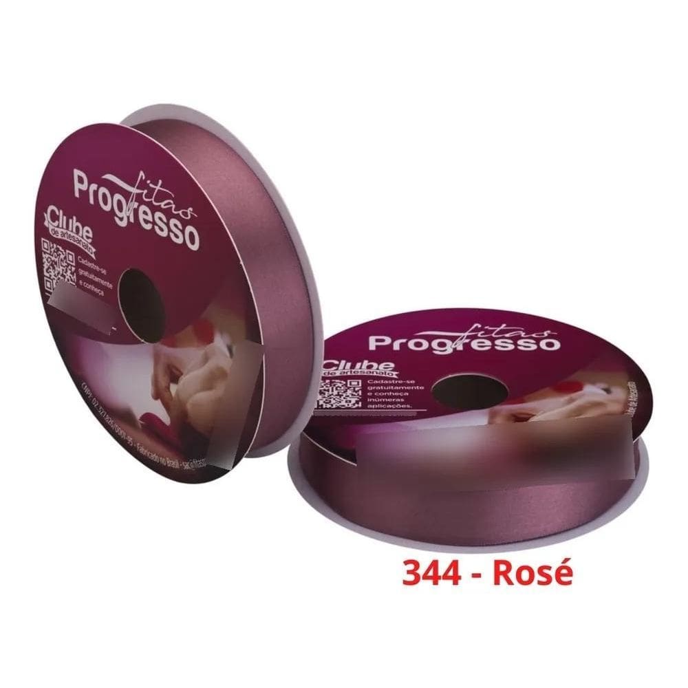 Fita Cetim Nº5 22 Mm Rolo Com 50 Metros 344 - Rosê