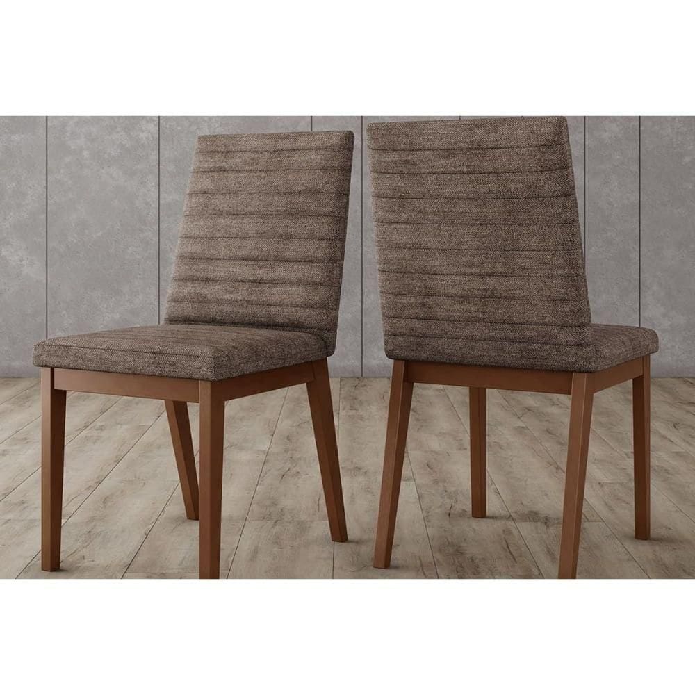 Cadeira Sala De Jantar Elena Kit 2 Un Nature-linho Cacao - Henn