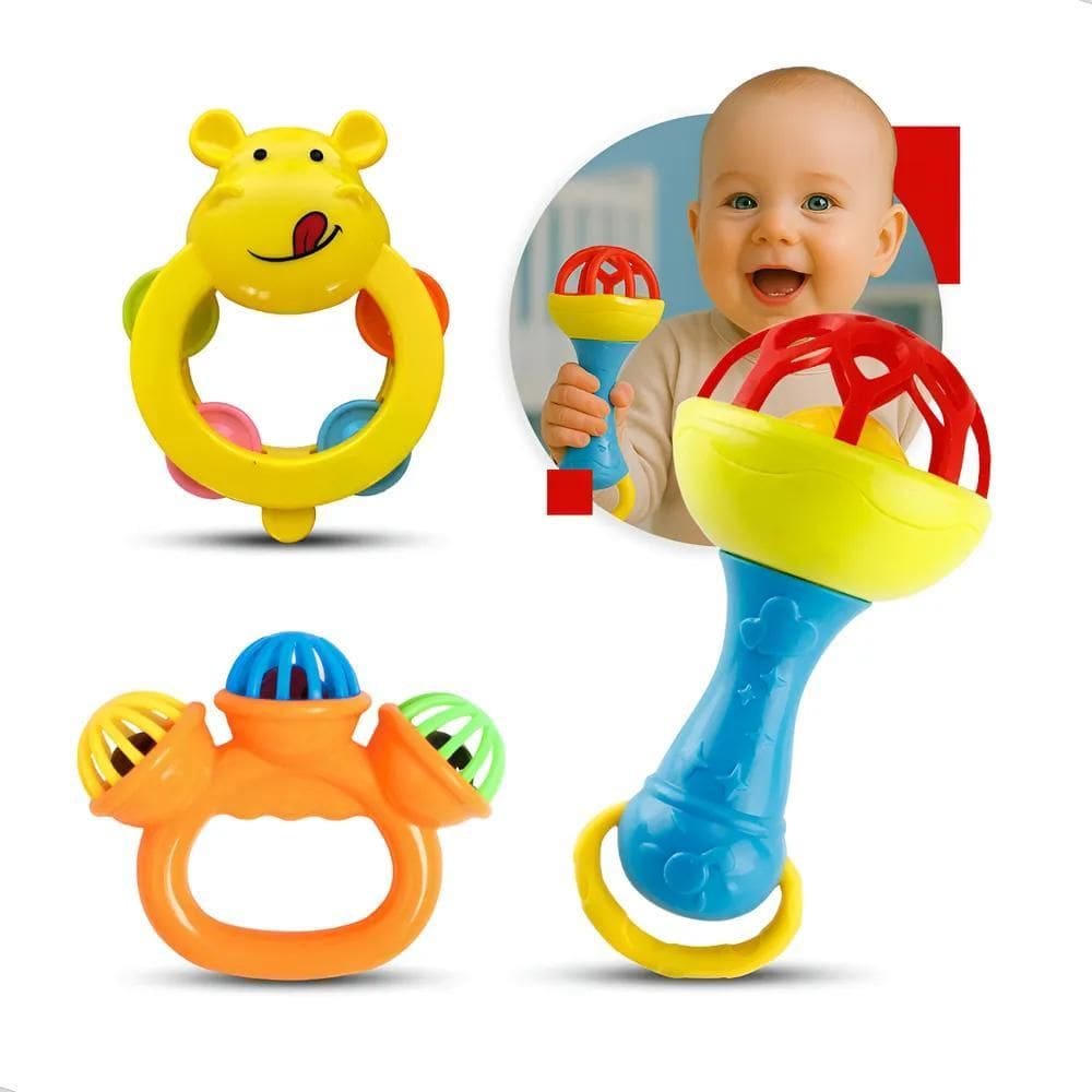 Kit Chocalho Bebê Mordedor Colorido Divertido Se Colorido