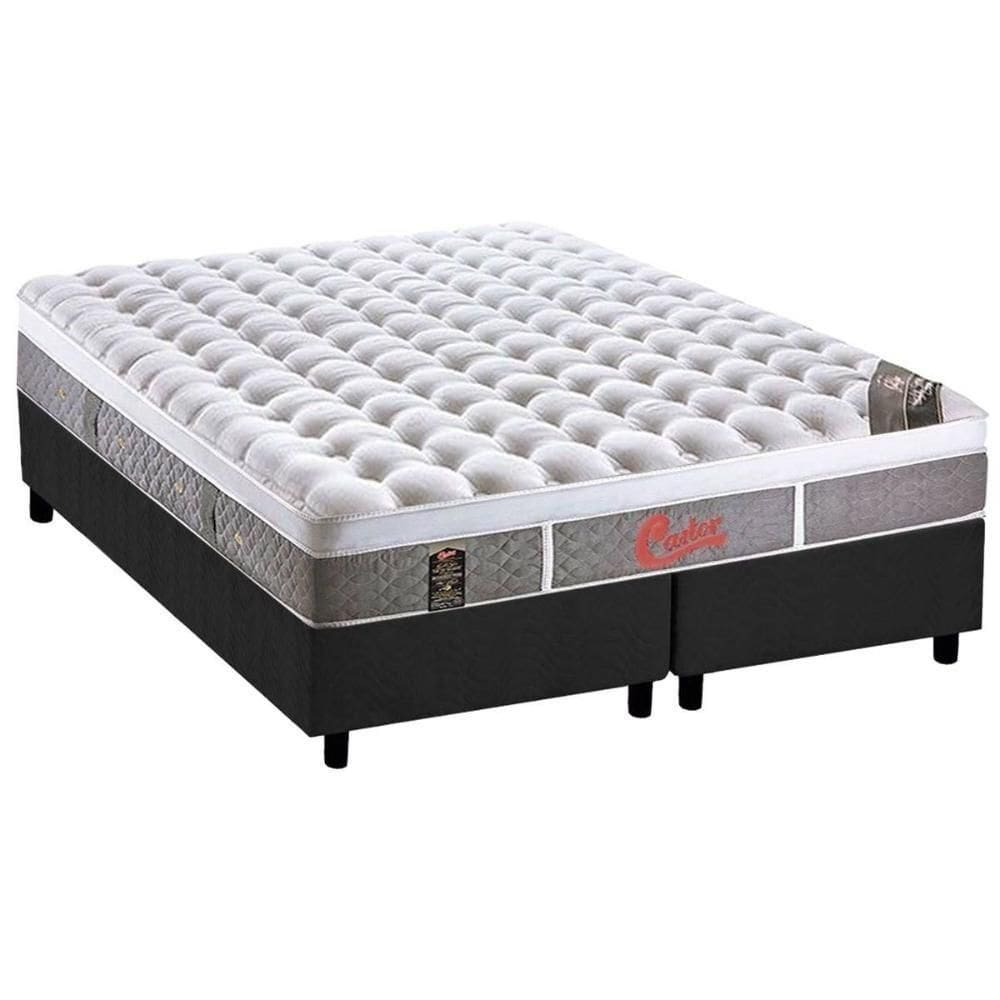 Cama Box Queen: Colchão Molas Ensacadas Castor Light Oxygen New Plush + Base Crc Suede Gray (158x198)