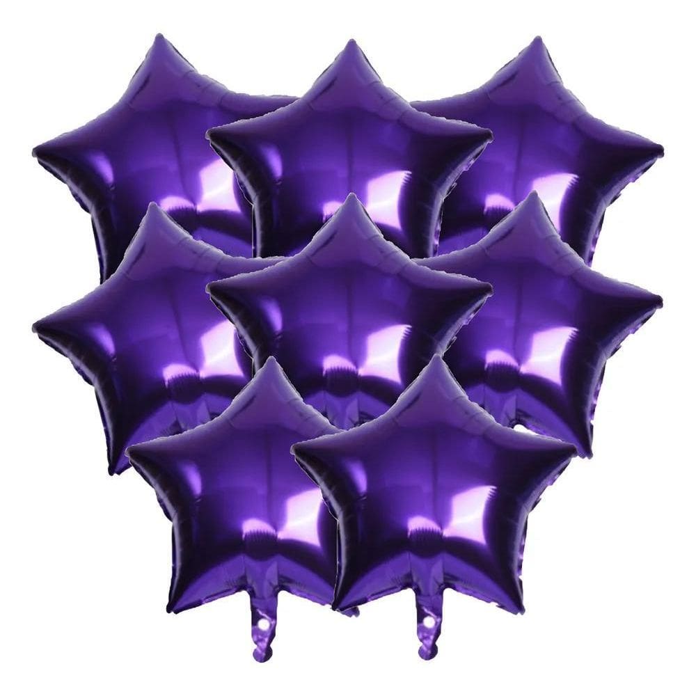 15 Balões Estrelas Metalizado 18 Polegadas 4 Roxo