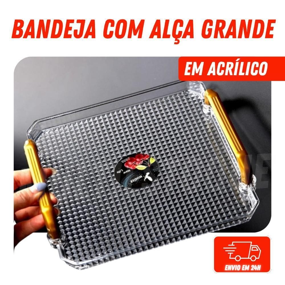 Bandeja Multiuso Grande Em Acrílico Com Alça