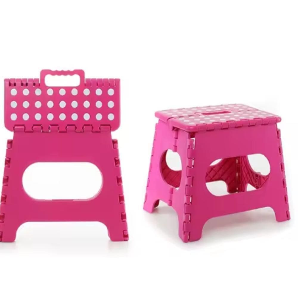 Banqueta Dobravel 130kg Banco Portatil Cadeira Multiuso Banquinho Resistente Infantil Adulto Cor:rosa