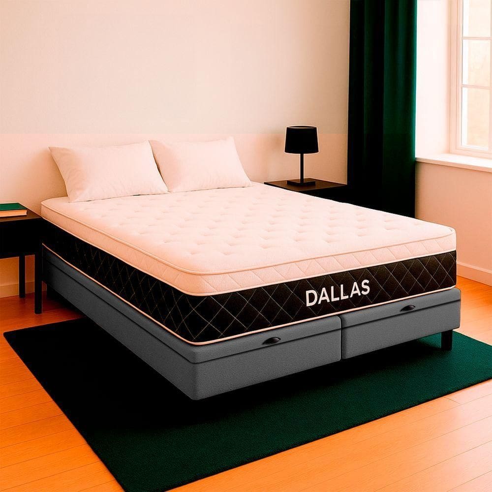 Cama Box King Preto E Colchão Dallas Molas Vstore 193x203x20