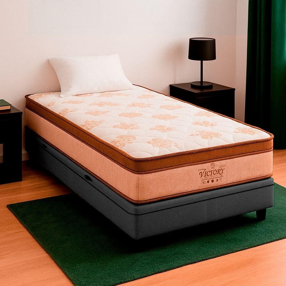 Cama Box Baú Solteiro Cinza E Colchão Victory Molas Vstore