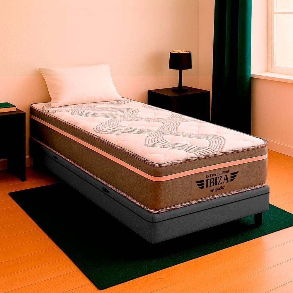 Cama Box Solteiro Cinza Colchão Ibiza Molas Vstore 88x188x22