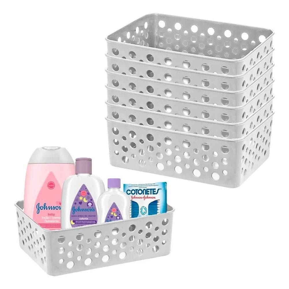 3X Kit 6 Cestos Organizador Pequeno Armário Gaveta Lavanderi