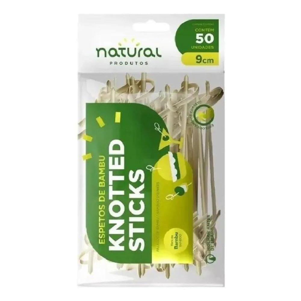 5X Espeto Bambú Knotted Sticks Petisco Nozinho 9Cm 50 Unidad