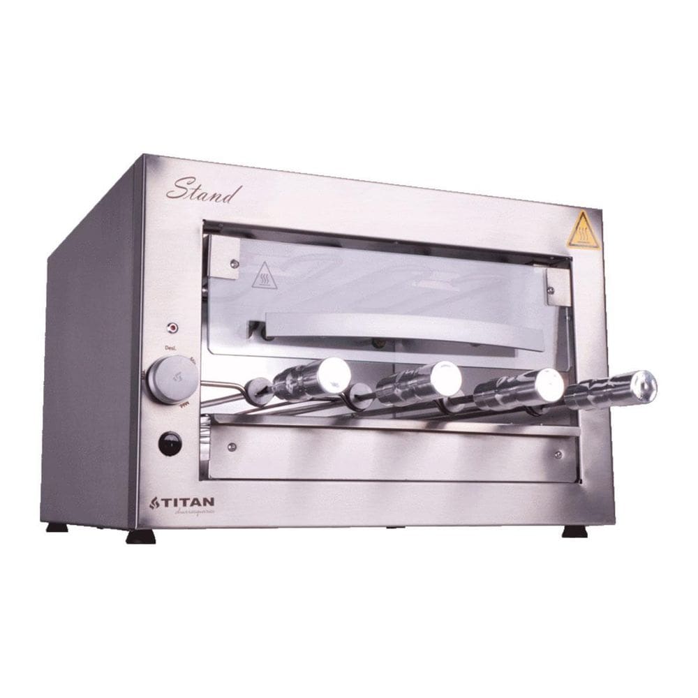 Churrasqueira Elétrica Bancada 4 Espetos Porta Vidro 127V