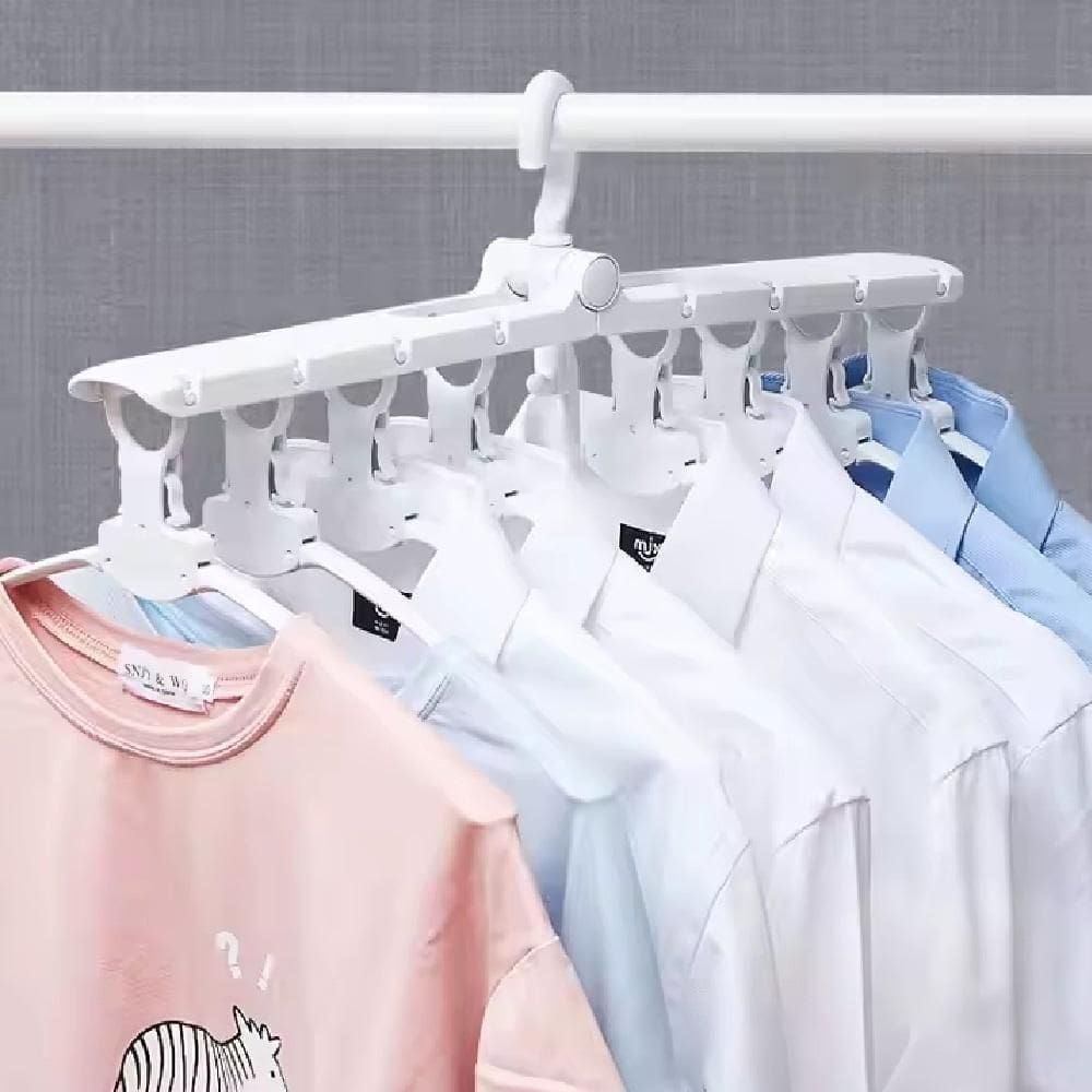 Cabide Organizador Mágico 8 Em 1 Triplica Guarda Roupa Multiplica Espaço Giratório Multifuncional Dobrável Cabideiro Arara