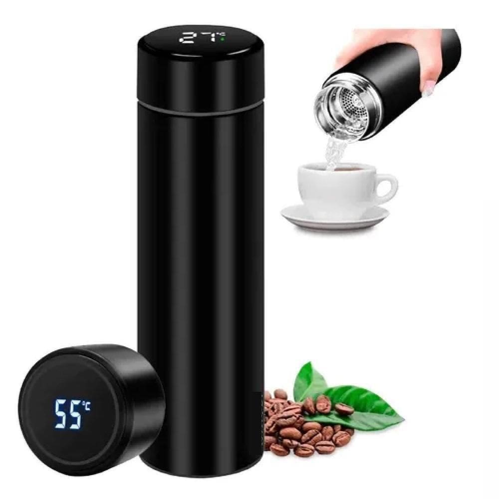 Garrafa Inox Com Termômetro Digital 480ml Térmica Display Lcd Bebida Quente Gelada Portátil Academia Trabalho Passeio