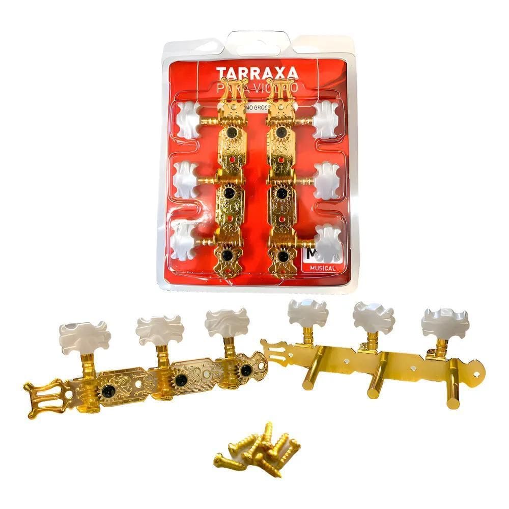 Tarraxa Tarracha Violão Nylon Aço Pino Fino Dourada Dourado