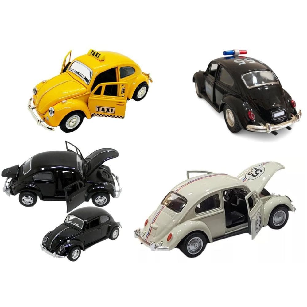 Kit 4 Super Carrinhos Miniatura Fusca Colecionador Fricção