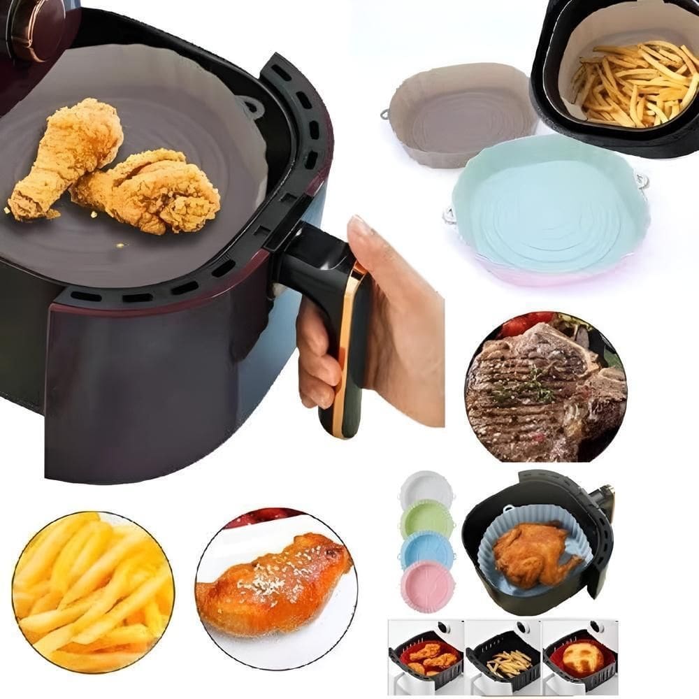Forma Air Fryer Silicone Antiaderente Reutilizavel Assadeira