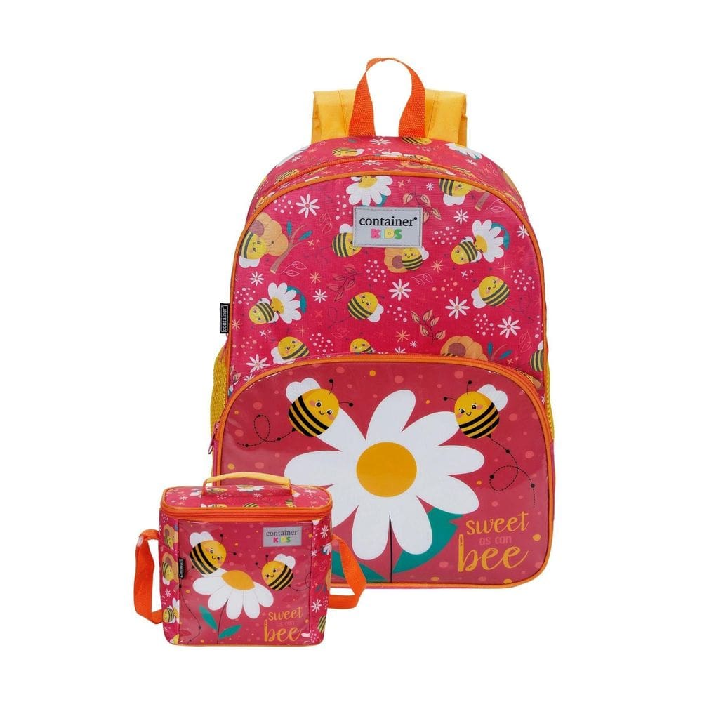 Kit Escolar Mochila De Costas + Lancheira Abelinha Flor