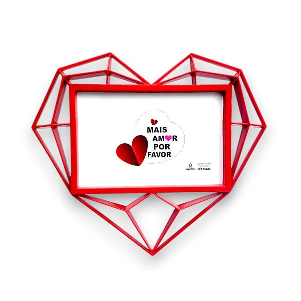Porta Retrato Com Apoio Em Formato De Coração 10X15-Vermelho