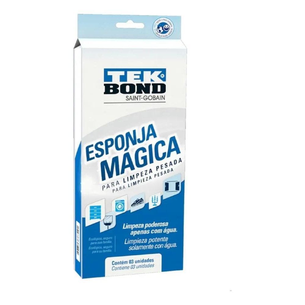 Kit Com 03 Esponja Magica Tekbond - Limpeza Pesada -