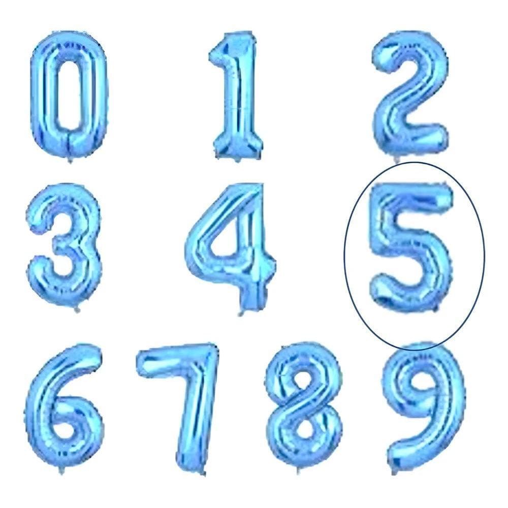 1 Un Balão Bexiga Número Metalizado Azul Grande 75Cm 5