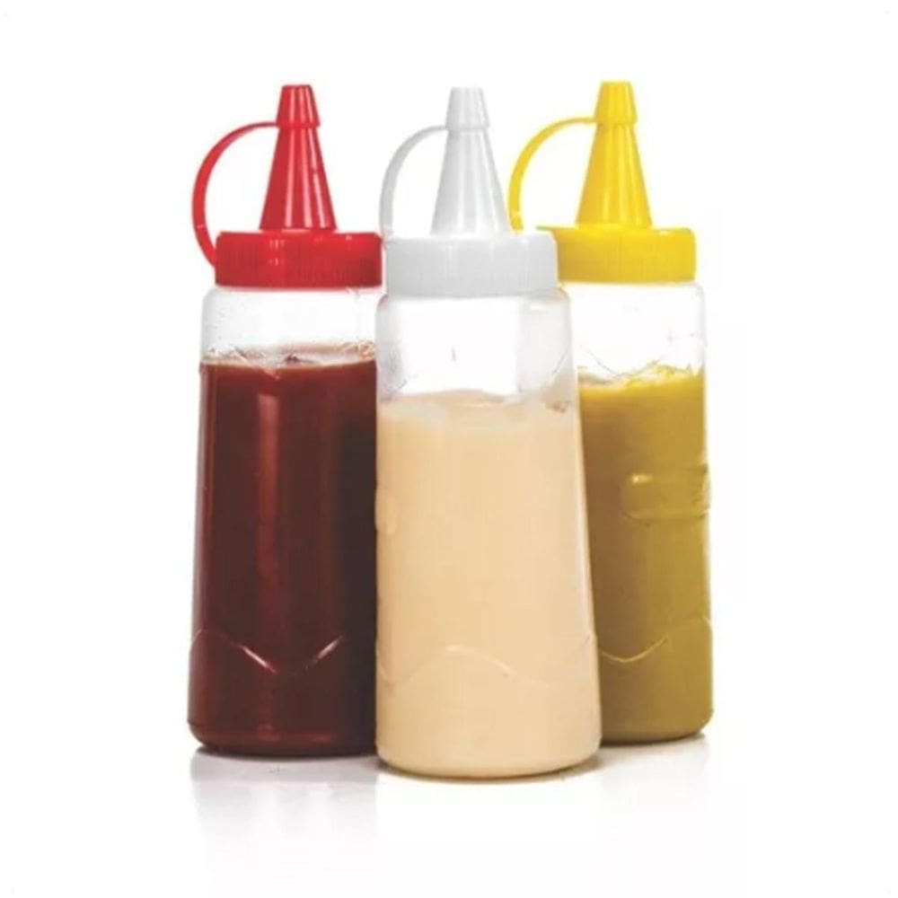 Conj 3 Bisnagas Transp. 200Ml Catchup, Maionese Mostarda