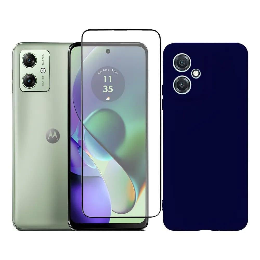 Capa Capinha Case + Película 3D Tela Para Motorol Azul-Marin