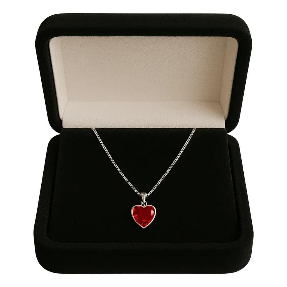 Corrente Em Prata 925 45Cm Veneziana Coração Pedra Z Vermelh