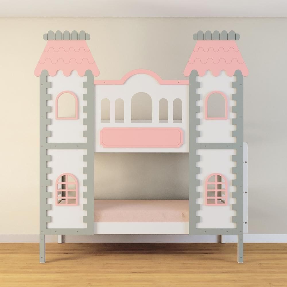 Beliche Castelo Encantado - Madeira Maciça Branco/cinza/rosa | Housin
