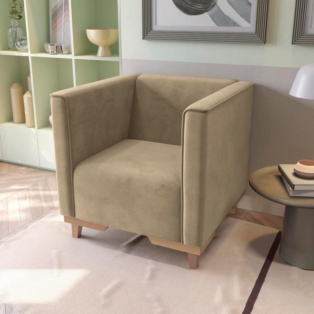 Poltrona Ravena Kappesberg Veludo Deluxe Bege