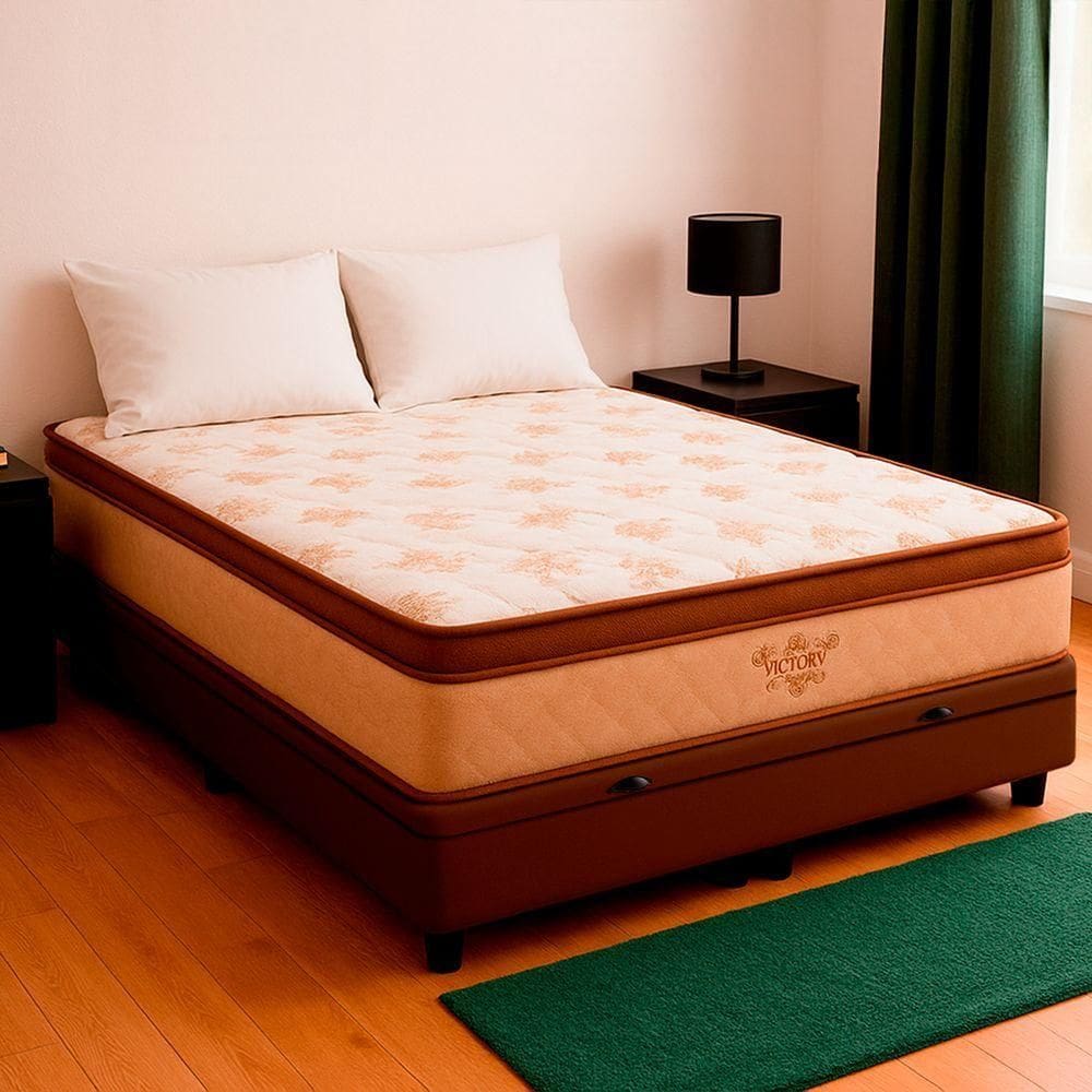 Cama Box Viúvo E Colchão Victory Molas V-store 128x188x30 Marrom